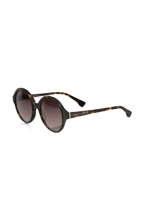 Frankie Morello Chic Black Turtle Pattern Round Sunglasses - Hilstor