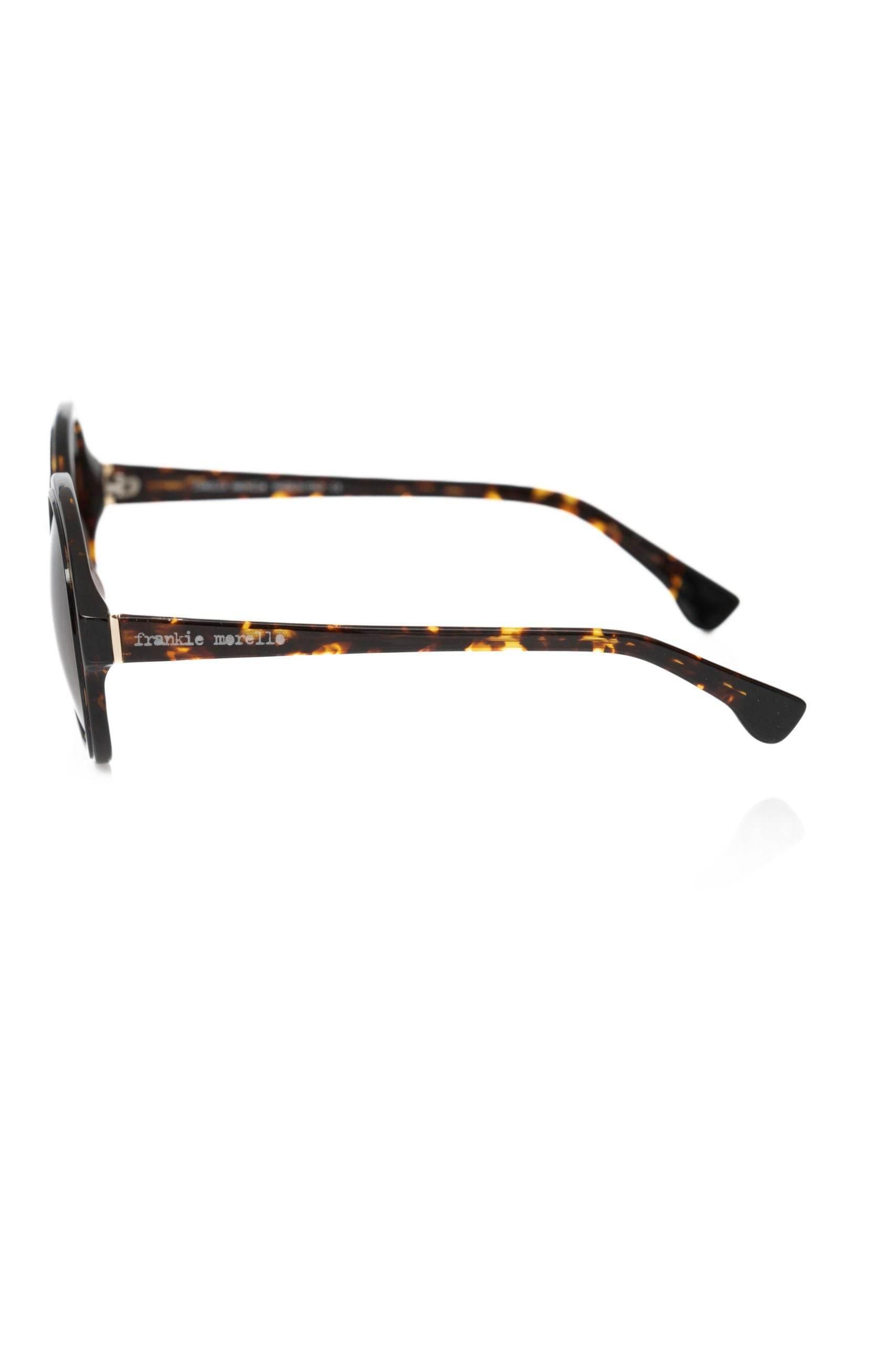 Frankie Morello Chic Black Turtle Pattern Round Sunglasses - Hilstor