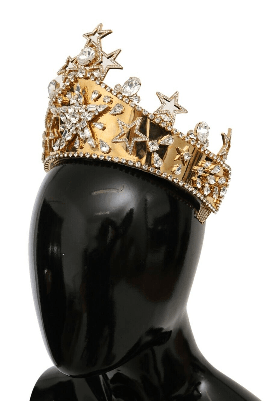 Dolce & Gabbana Regal Crystal Diadem Gold Tiara - Hilstor