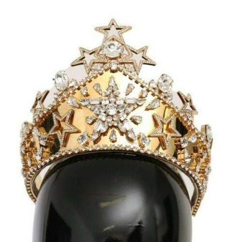 Dolce & Gabbana Regal Crystal Diadem Gold Tiara - Hilstor