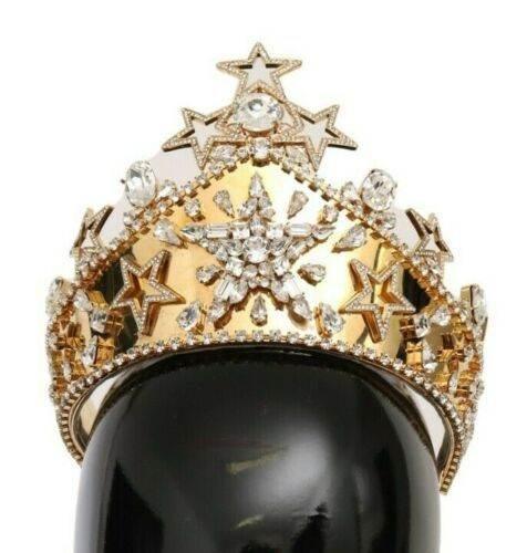 Dolce & Gabbana Regal Crystal Diadem Gold Tiara - Hilstor