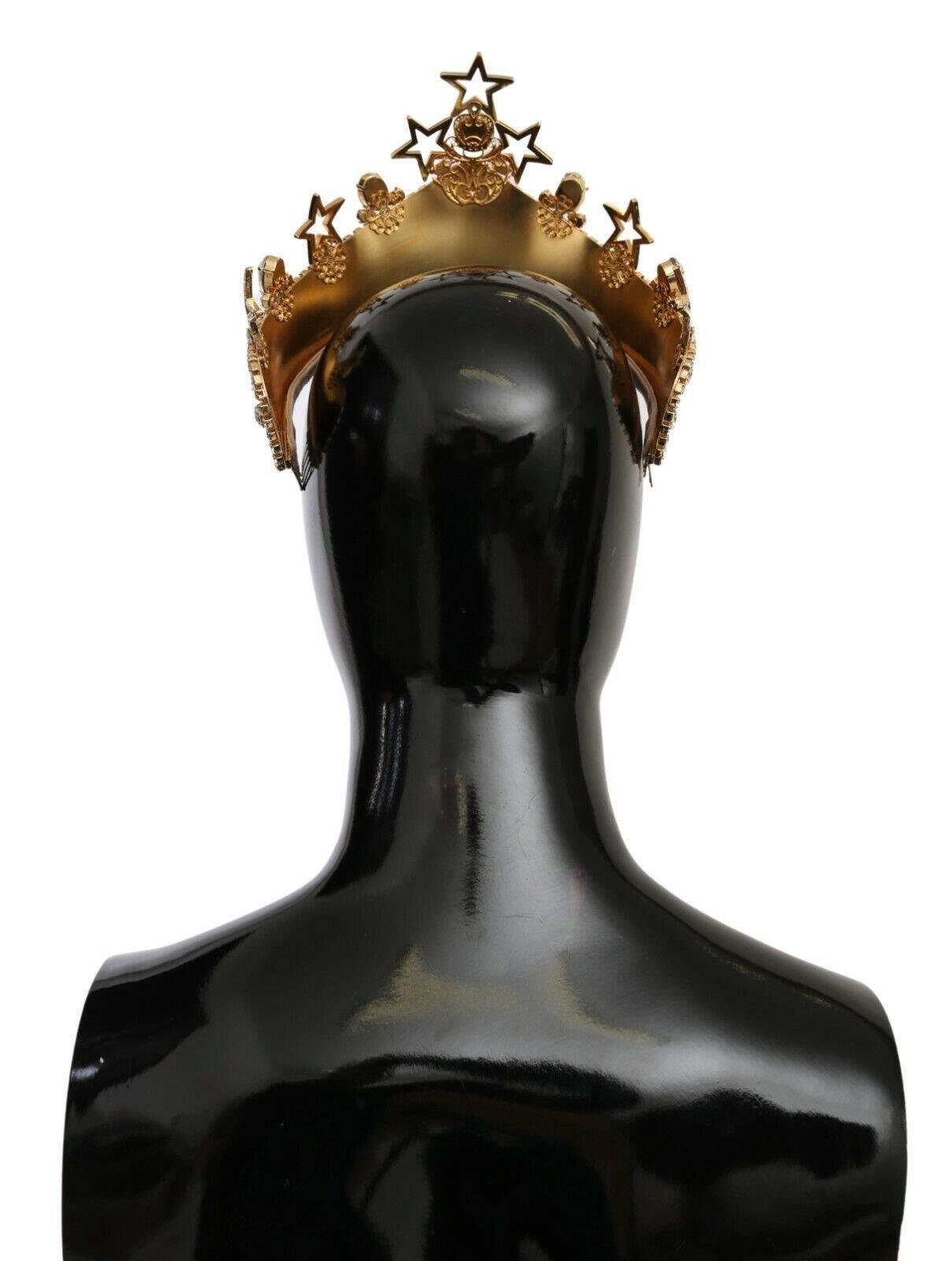 Dolce & Gabbana Regal Crystal Diadem Gold Tiara - Hilstor