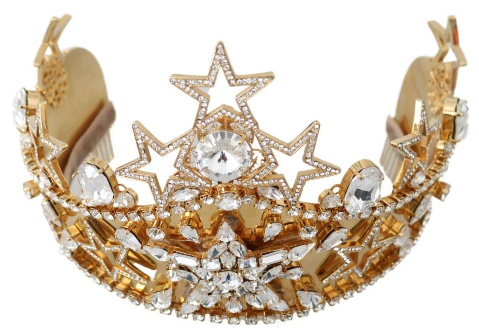 Dolce & Gabbana Regal Crystal Diadem Gold Tiara - Hilstor