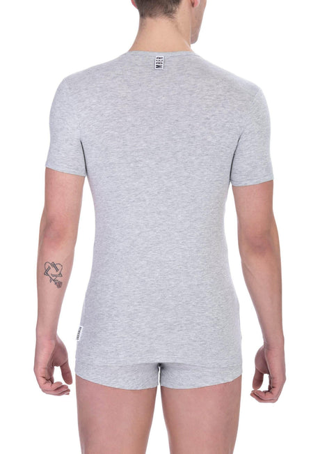 Bikkembergs Gray Cotton Men T-Shirt - Hilstor
