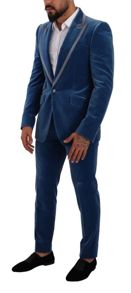 Dolce & Gabbana Blue SICILIA Velvet Slim Fit 2 Piece Suit - Hilstor