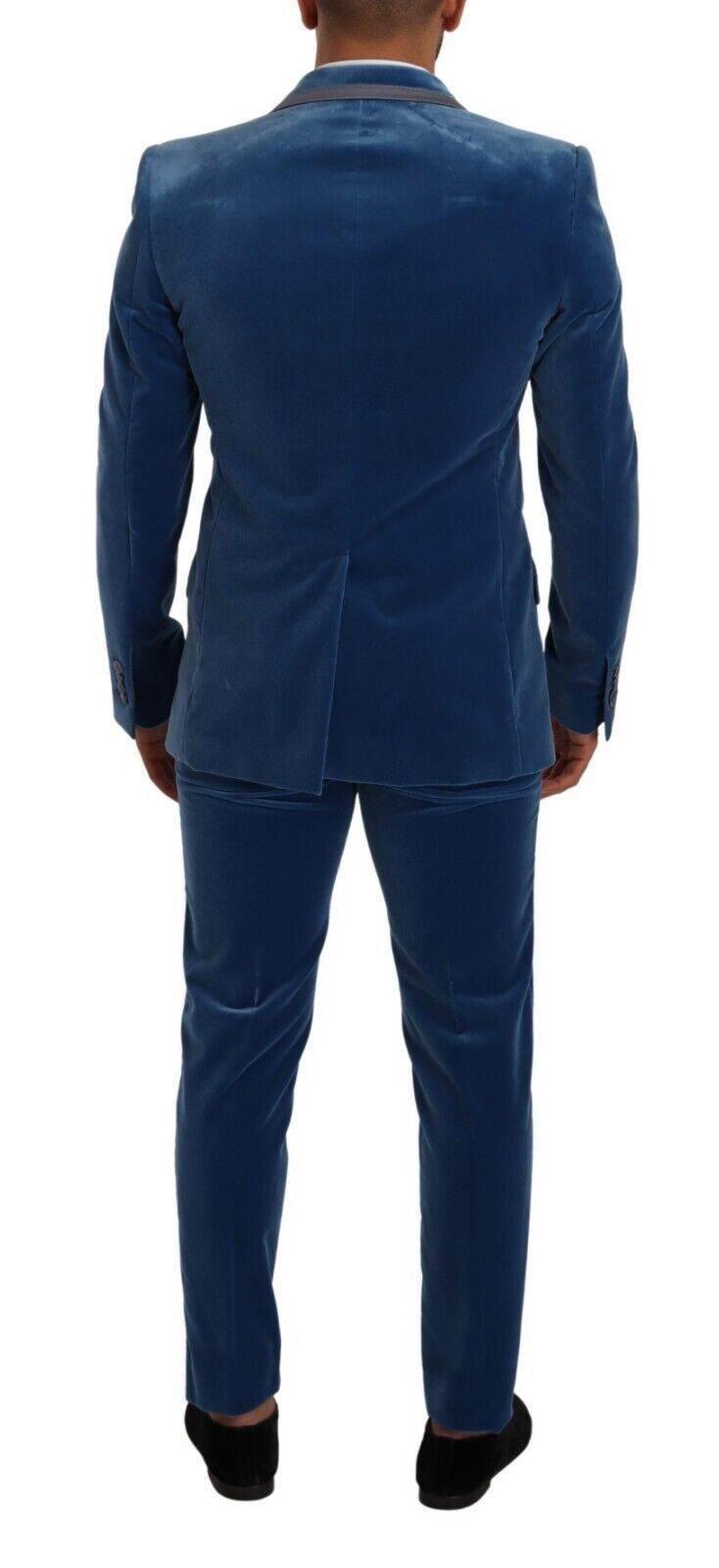 Dolce & Gabbana Blue SICILIA Velvet Slim Fit 2 Piece Suit - Hilstor