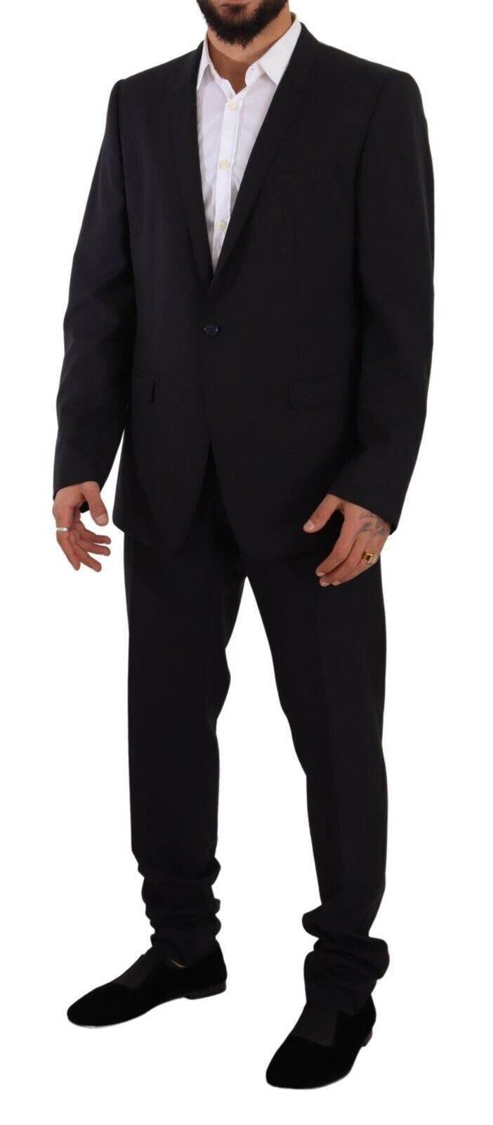Dolce & Gabbana Blue GOLD Wool Single Breasted 2 Piece Suit - Hilstor