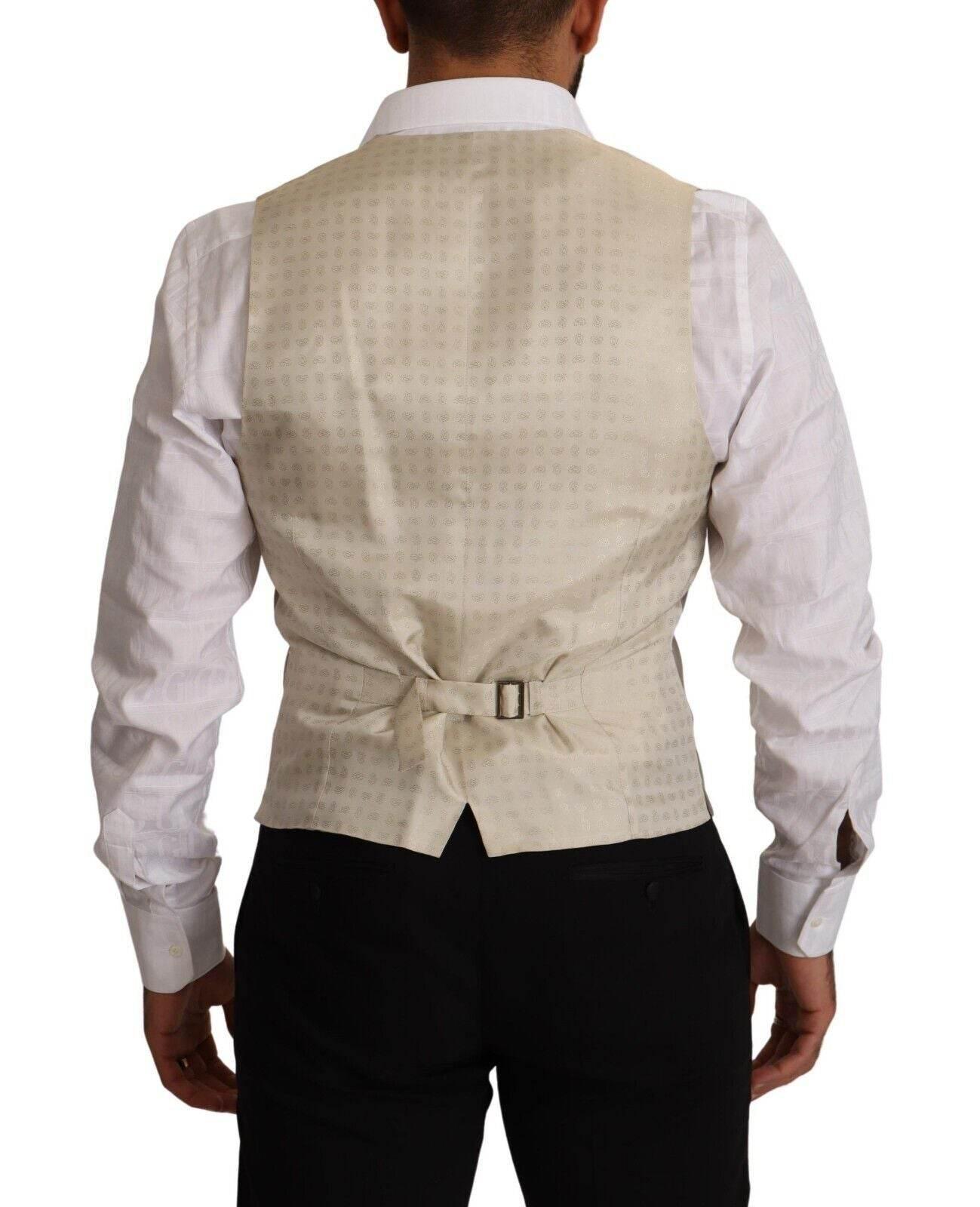 Dolce & Gabbana Beige Wool Single Breasted Waistcoat Vest - Hilstor