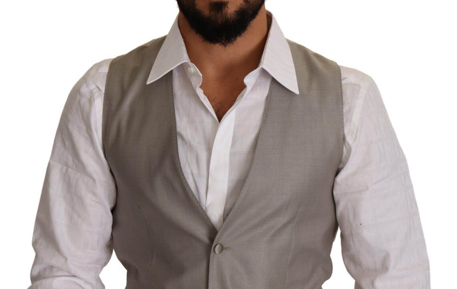 Dolce & Gabbana Beige Wool Single Breasted Waistcoat Vest - Hilstor
