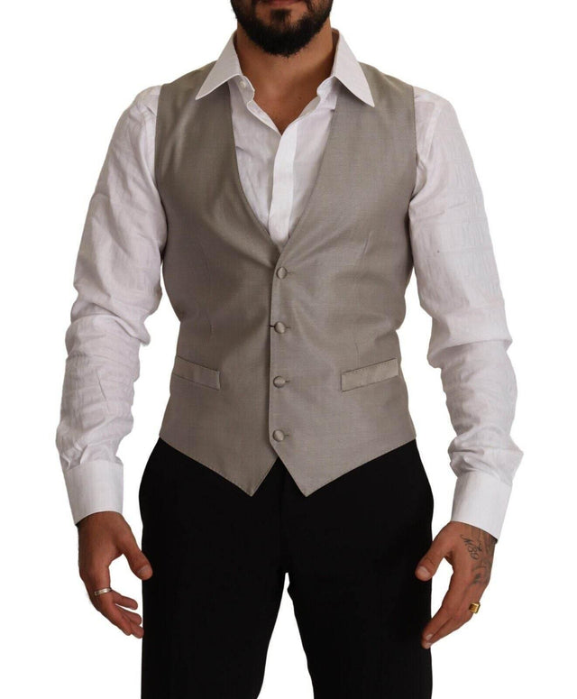 Dolce & Gabbana Beige Wool Single Breasted Waistcoat Vest - Hilstor