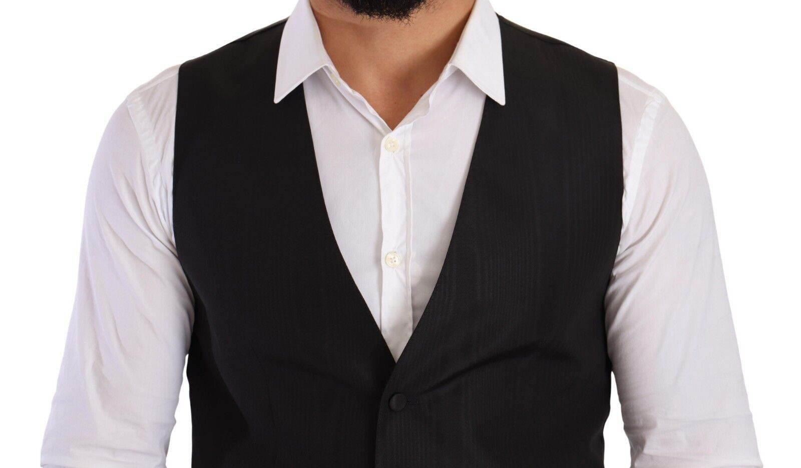 Dolce & Gabbana Gray Silk Slim Fit Waistcoat Formal Vest - Hilstor