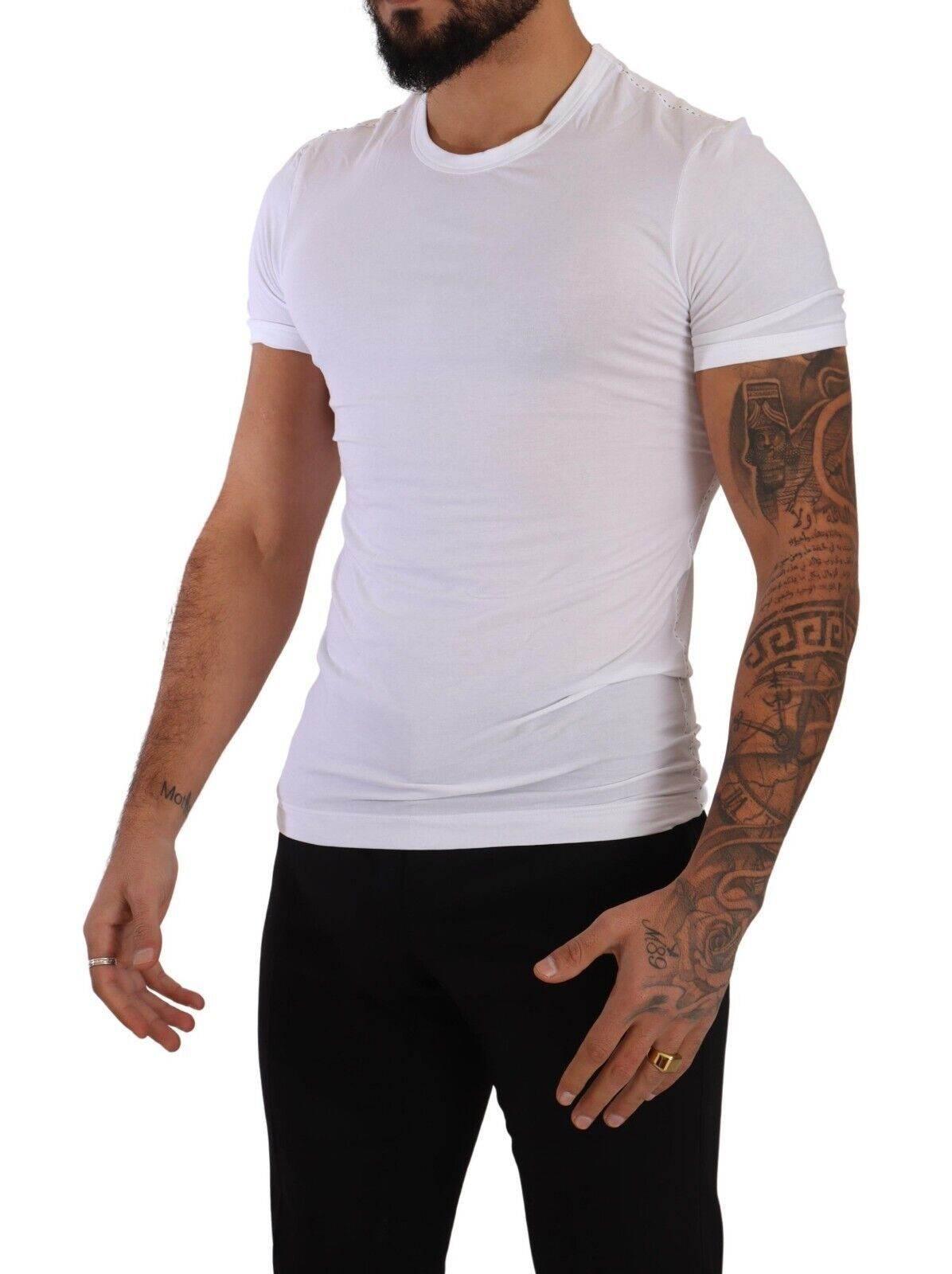 Dolce & Gabbana White Round Neck Cotton Stretch T-shirt Underwear - Hilstor