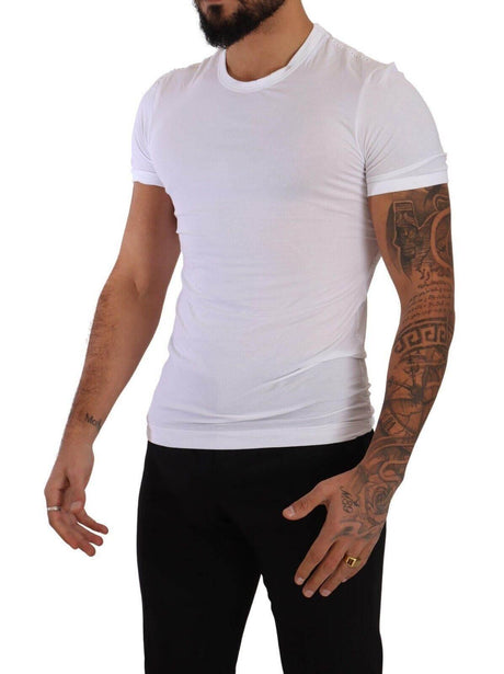 Dolce & Gabbana White Round Neck Cotton Stretch T-shirt Underwear - Hilstor