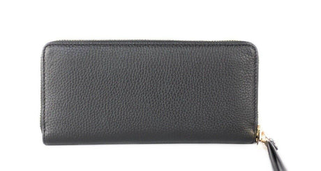 Michael Kors Jet Set Travel Large Black Pebble Leather Continental Wrist Wallet - Hilstor