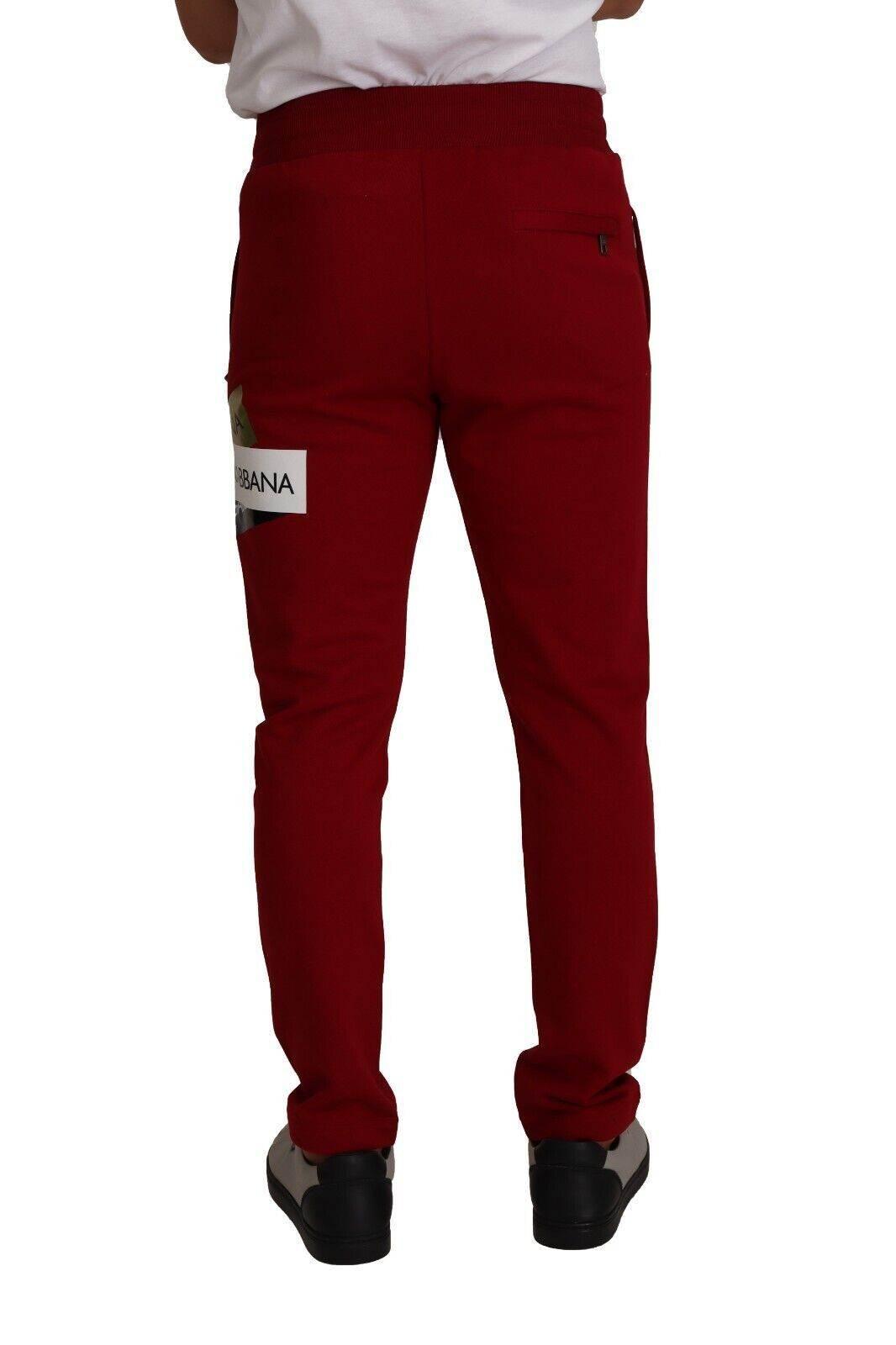 Dolce & Gabbana Elegant Red Jogging Pants with Drawstring Closure - Hilstor