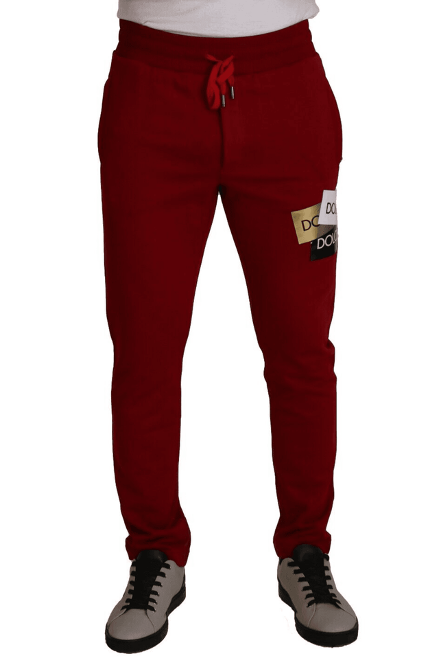 Dolce & Gabbana Elegant Red Jogging Pants with Drawstring Closure - Hilstor