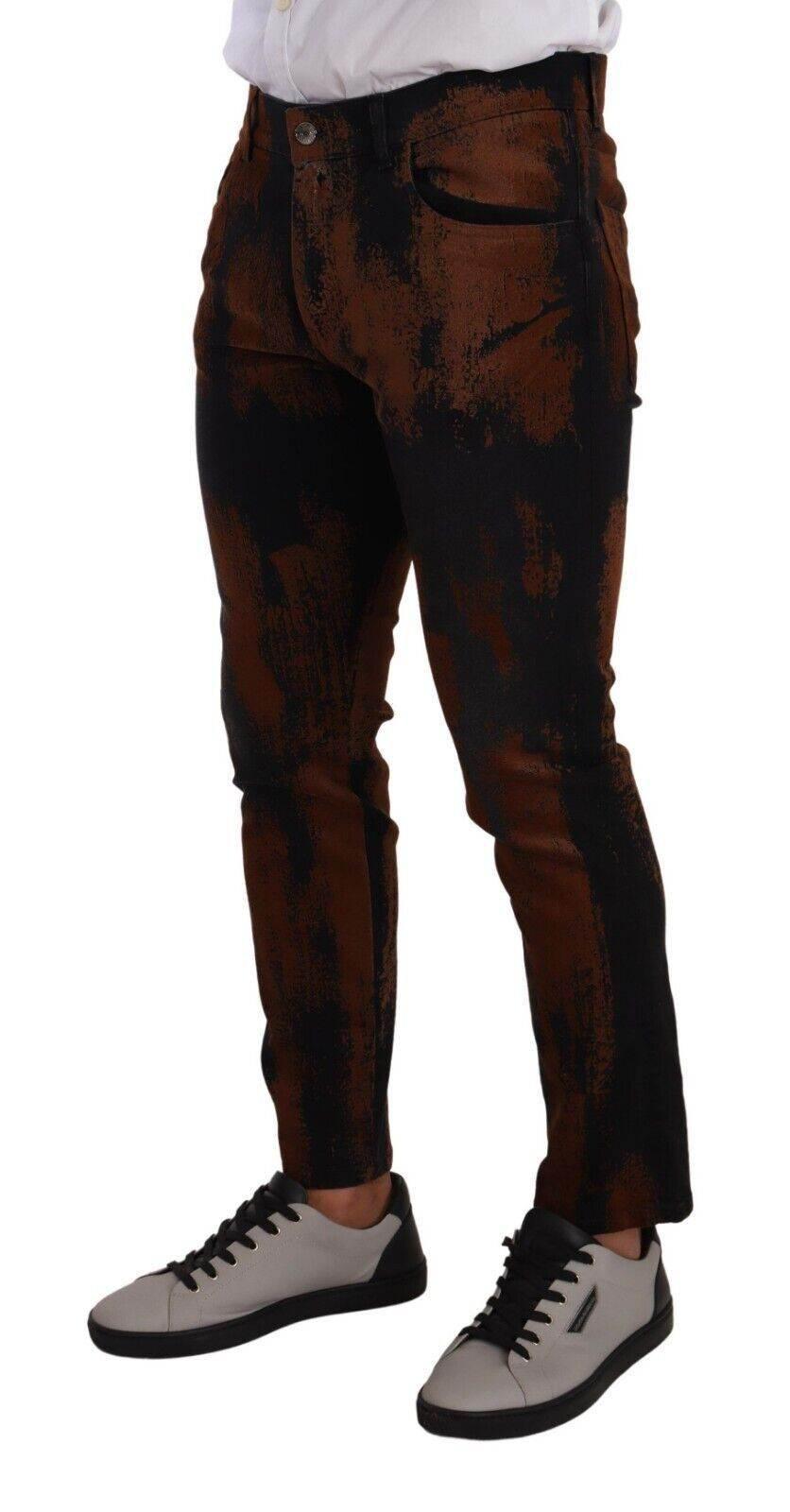 Dolce & Gabbana Black Brown Tie Dye Cotton Skinny Denim Jeans - Hilstor