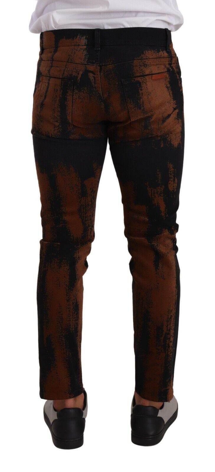 Dolce & Gabbana Black Brown Tie Dye Cotton Skinny Denim Jeans - Hilstor