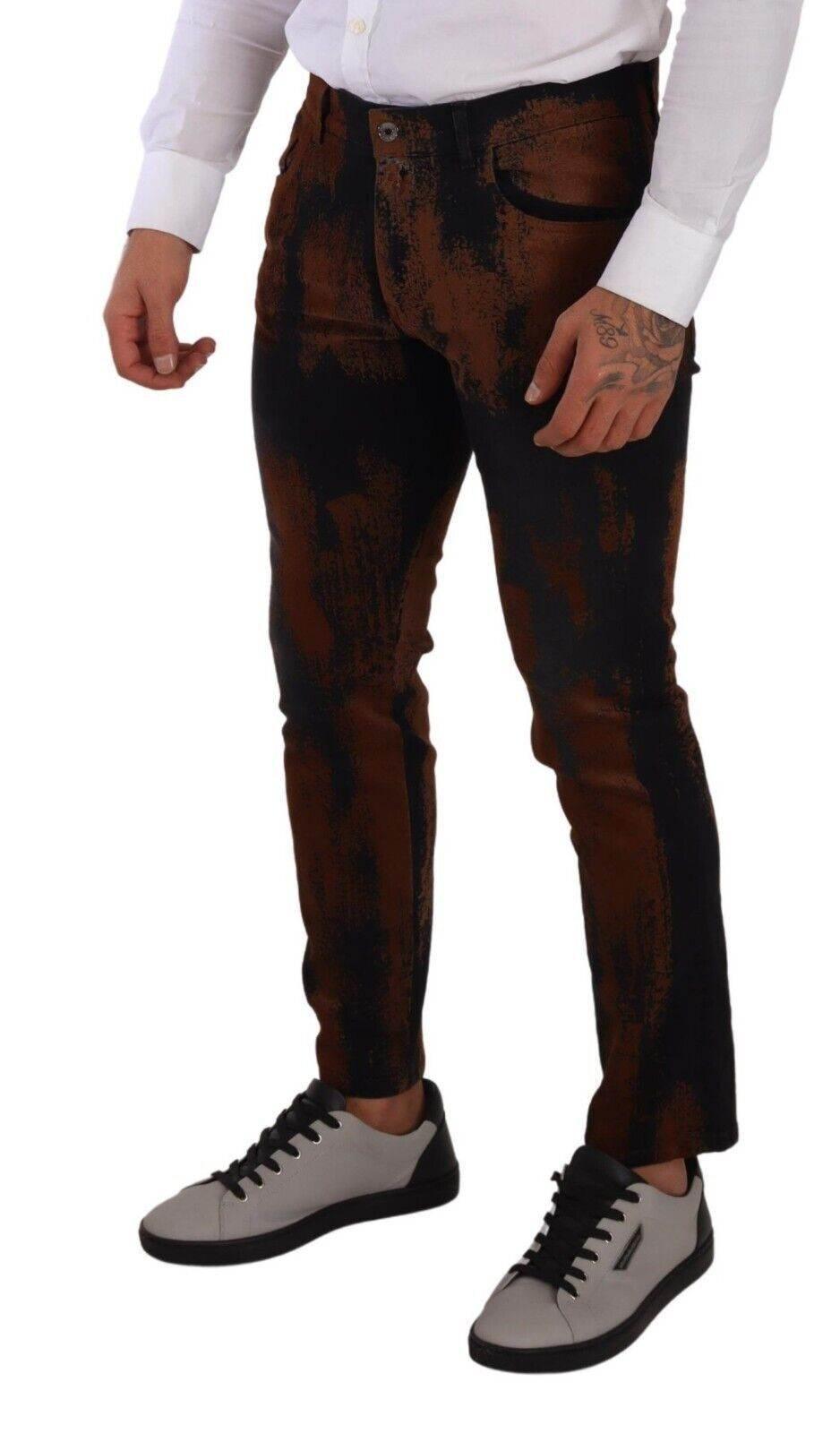 Dolce & Gabbana Black Brown Tie Dye Cotton Skinny Denim Jeans - Hilstor