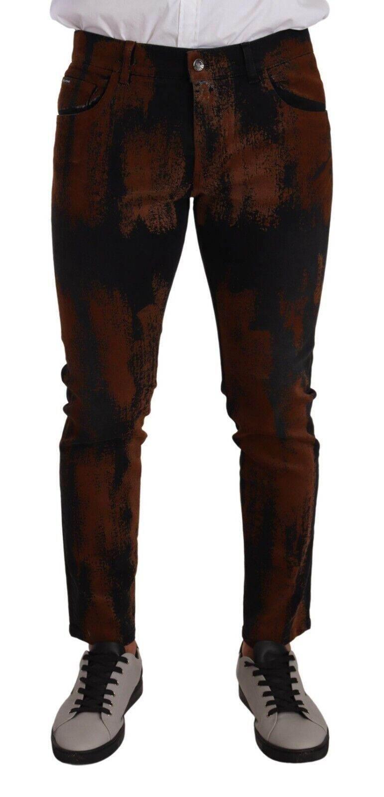 Dolce & Gabbana Black Brown Tie Dye Cotton Skinny Denim Jeans - Hilstor