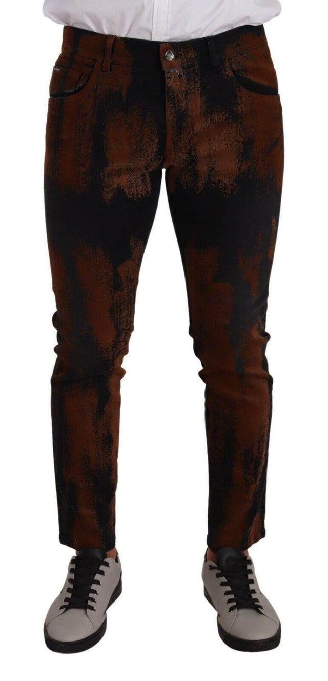 Dolce & Gabbana Black Brown Tie Dye Cotton Skinny Denim Jeans - Hilstor