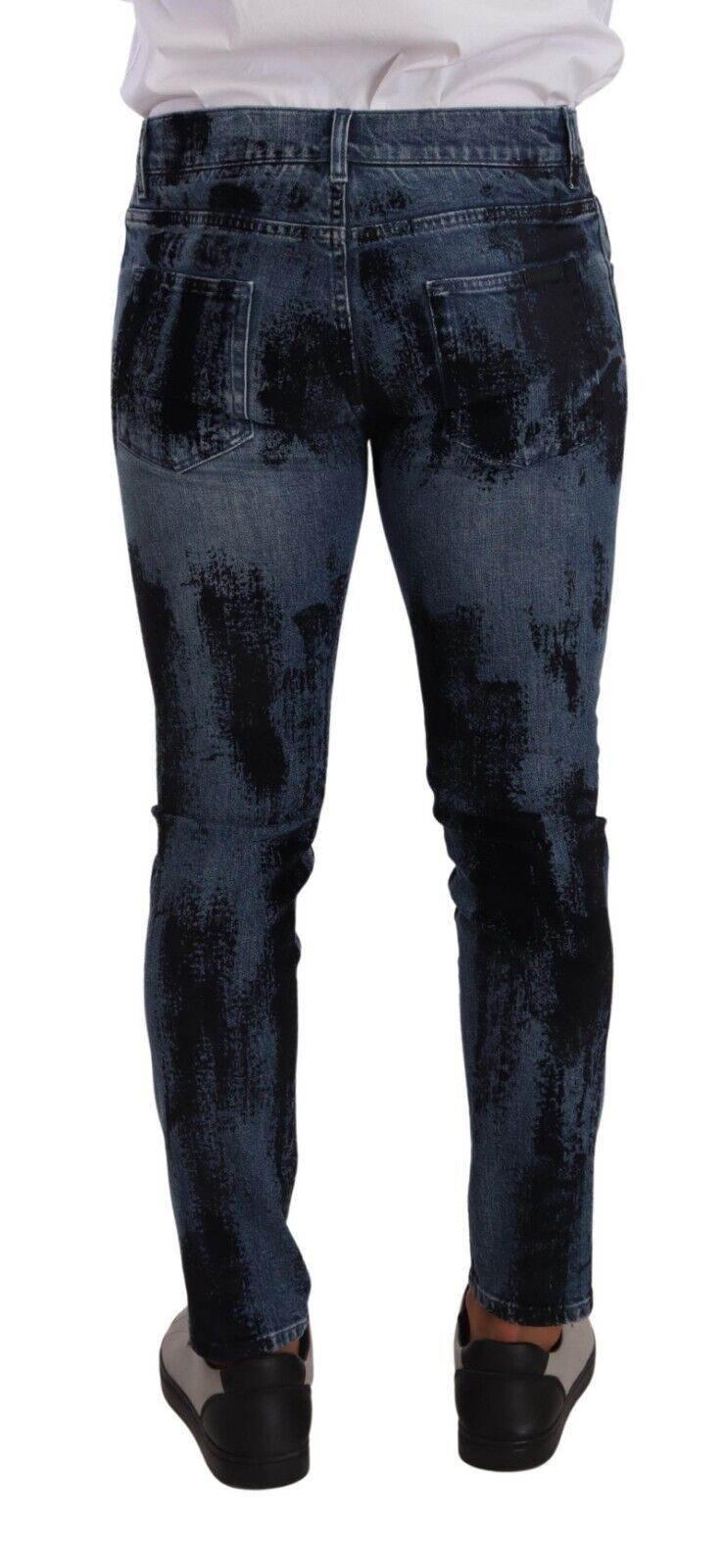 Dolce & Gabbana Blue Black Cotton Skinny Denim Jeans - Hilstor