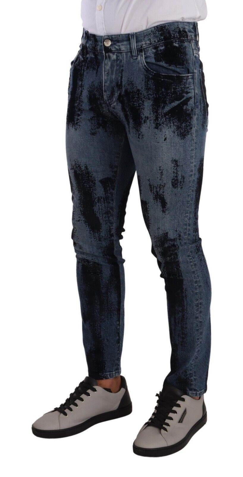 Dolce & Gabbana Blue Black Cotton Skinny Denim Jeans - Hilstor