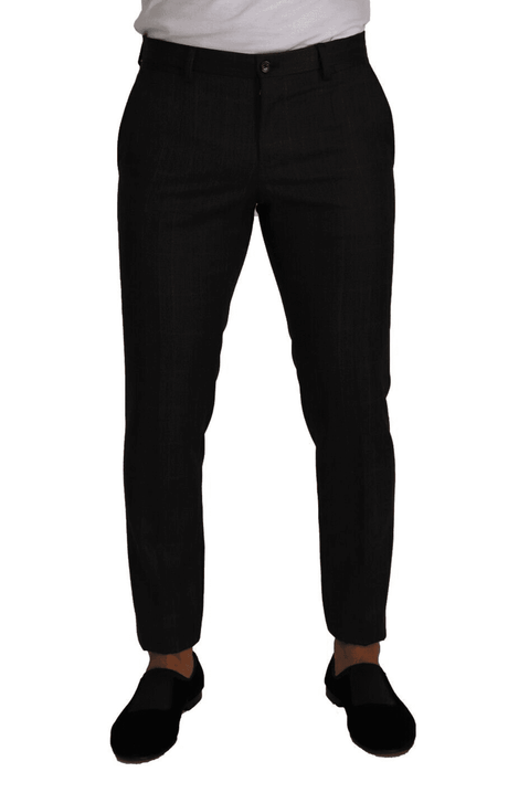 Dolce & Gabbana Gray Check Wool Formal Trouser Dress Pants - Hilstor