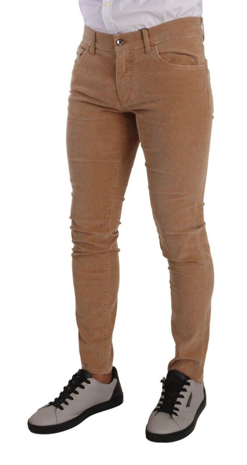 Dolce & Gabbana Brown Corduroy Cotton Skinny Slim Fit Jeans - Hilstor