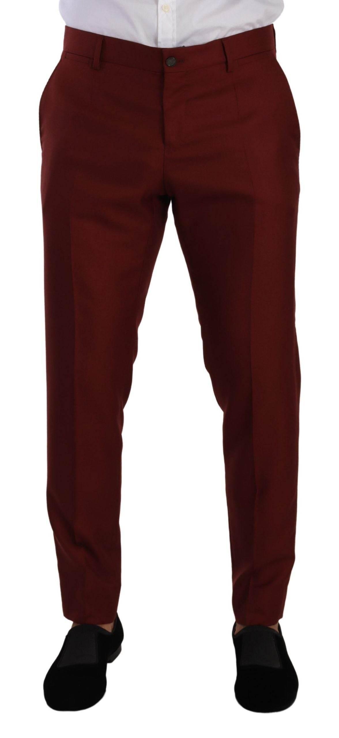 Dolce & Gabbana Red Cashmere Silk Dress Men Trouser Pants - Hilstor