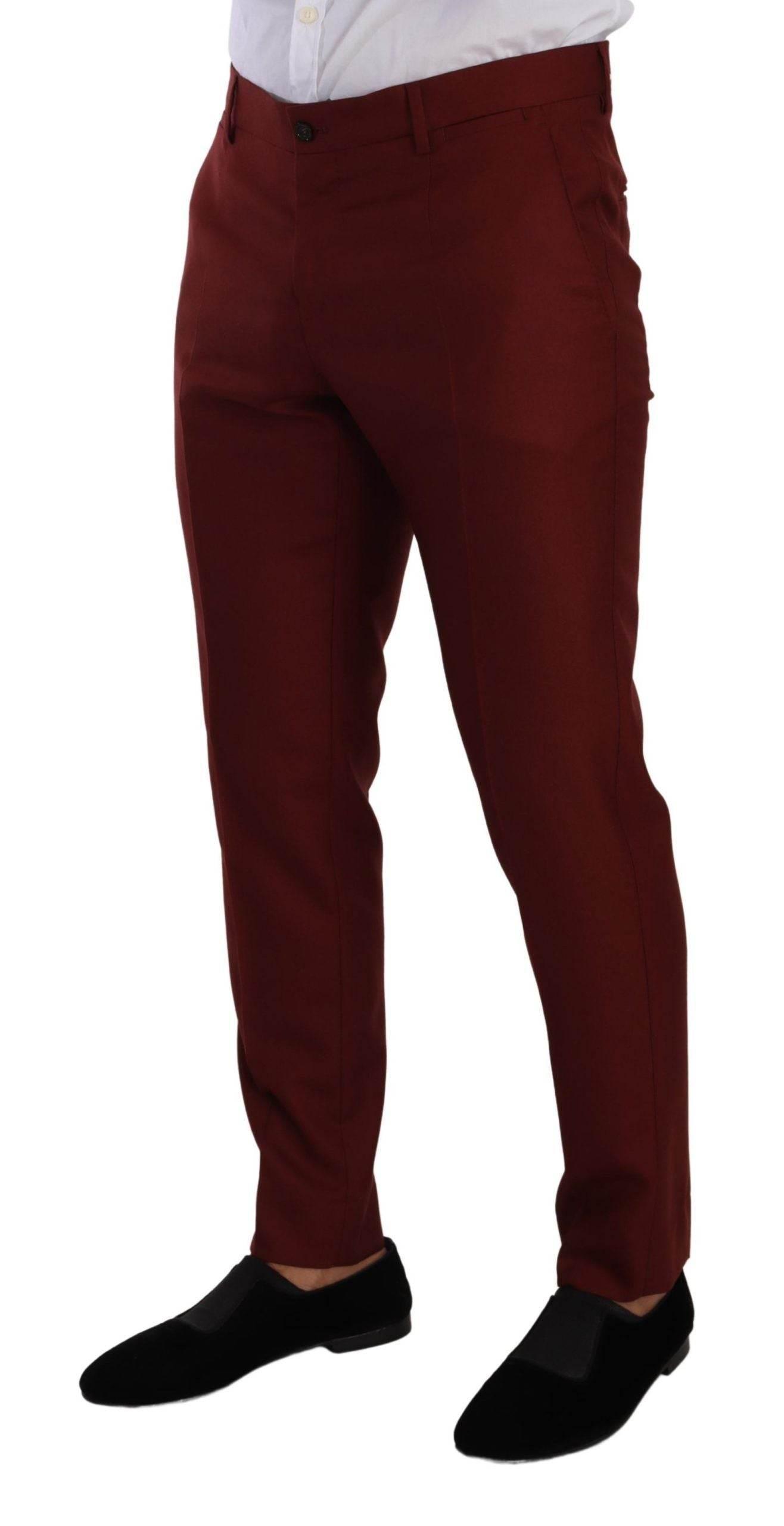 Dolce & Gabbana Red Cashmere Silk Dress Men Trouser Pants - Hilstor