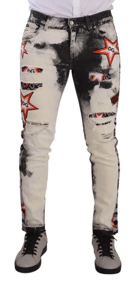 Dolce & Gabbana Chic Slim Fit Star Motif Denim Jeans - Hilstor