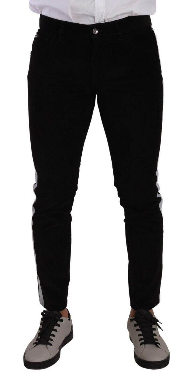 Dolce & Gabbana Black Cotton Stretch Skinny Corduroy Jeans - Hilstor