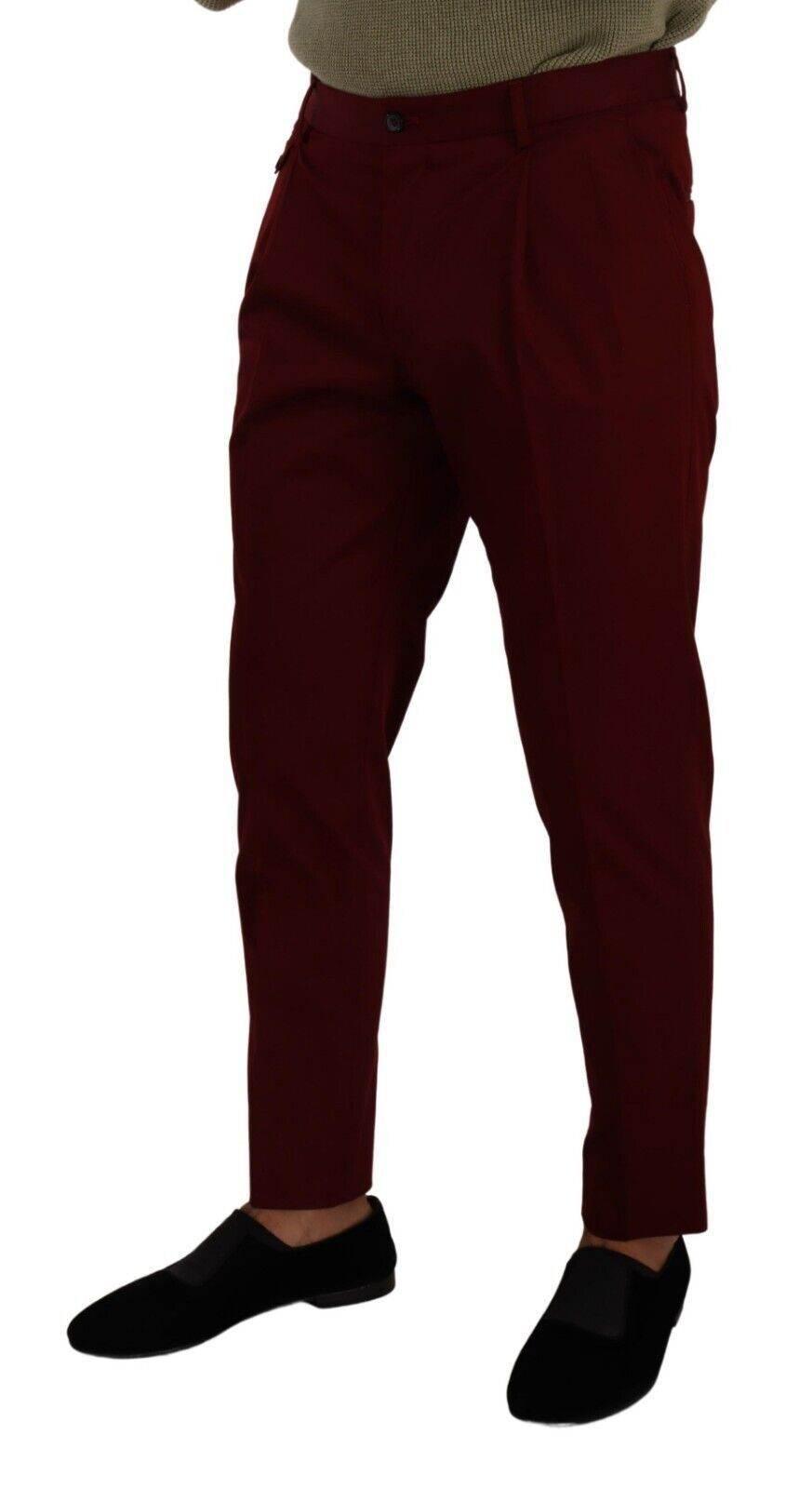 Dolce & Gabbana Dark Red Cotton Mens Chinos Trouser Dress Pants - Hilstor