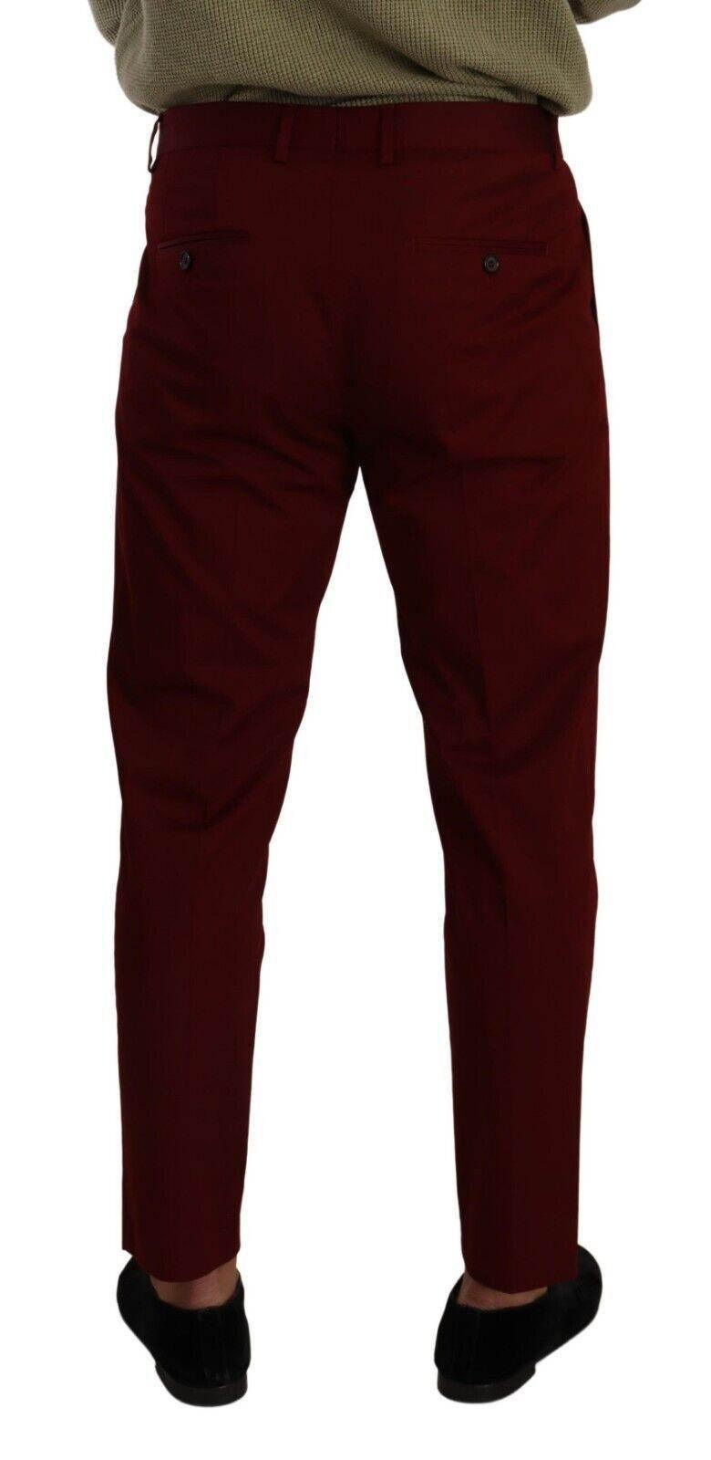 Dolce & Gabbana Dark Red Cotton Mens Chinos Trouser Dress Pants - Hilstor