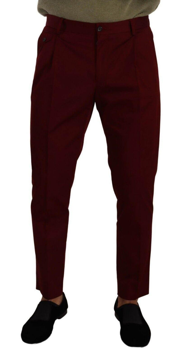 Dolce & Gabbana Dark Red Cotton Mens Chinos Trouser Dress Pants - Hilstor