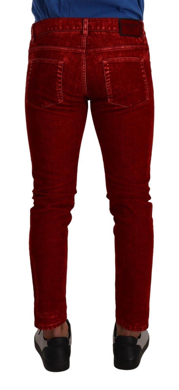 Dolce & Gabbana Ravishing Red Slim Fit Designer Jeans - Hilstor