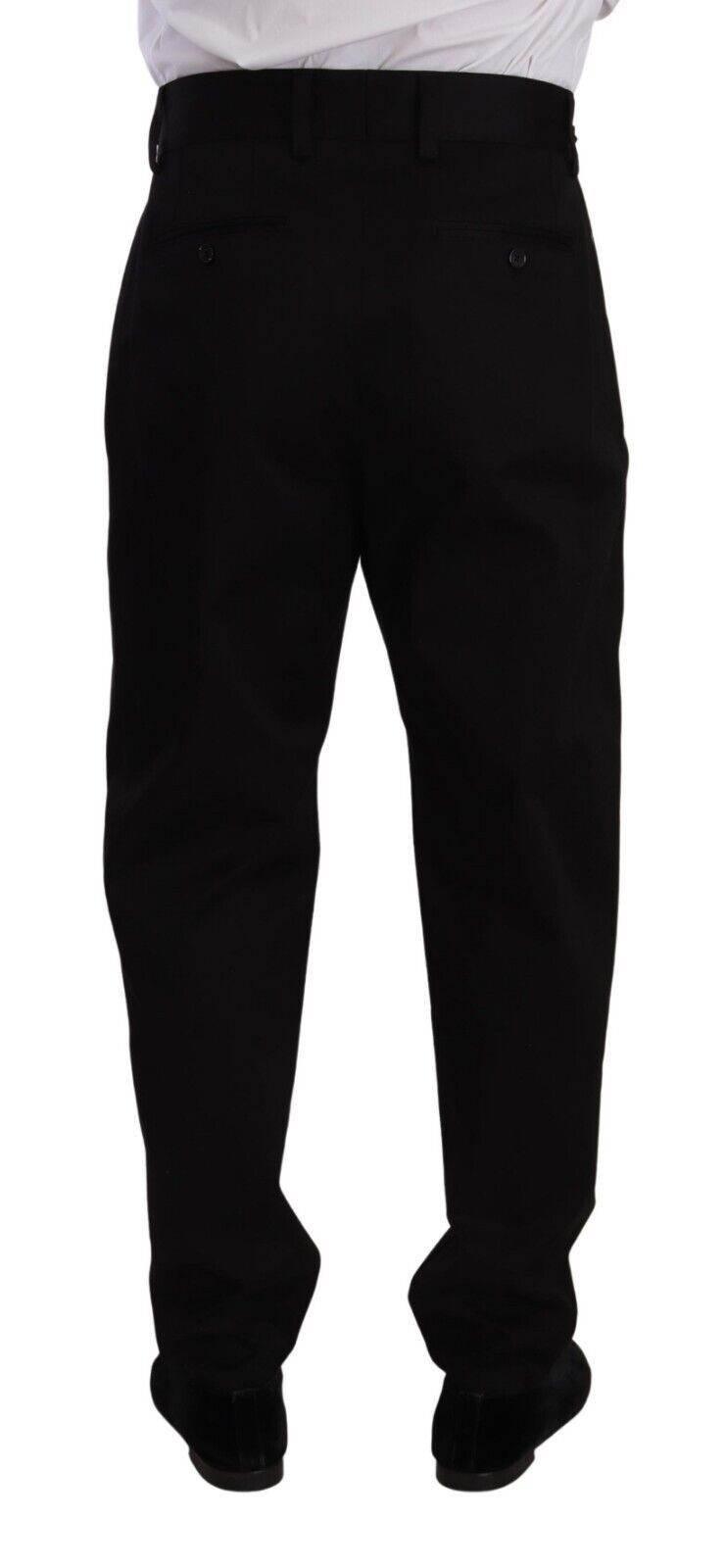 Dolce & Gabbana Black Cotton High Waist Men Trouser Dress Pants - Hilstor