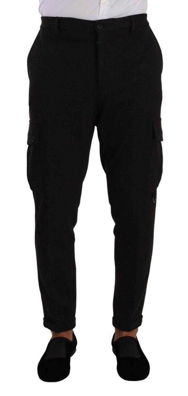 Dolce & Gabbana Black Viscose Cargo Skinny Men Trouser Pants - Hilstor