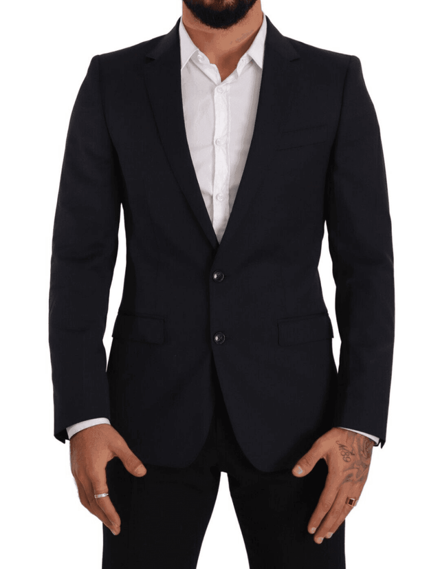 Dolce & Gabbana Dark Blue Single Breasted Coat MARTINI Blazer - Hilstor