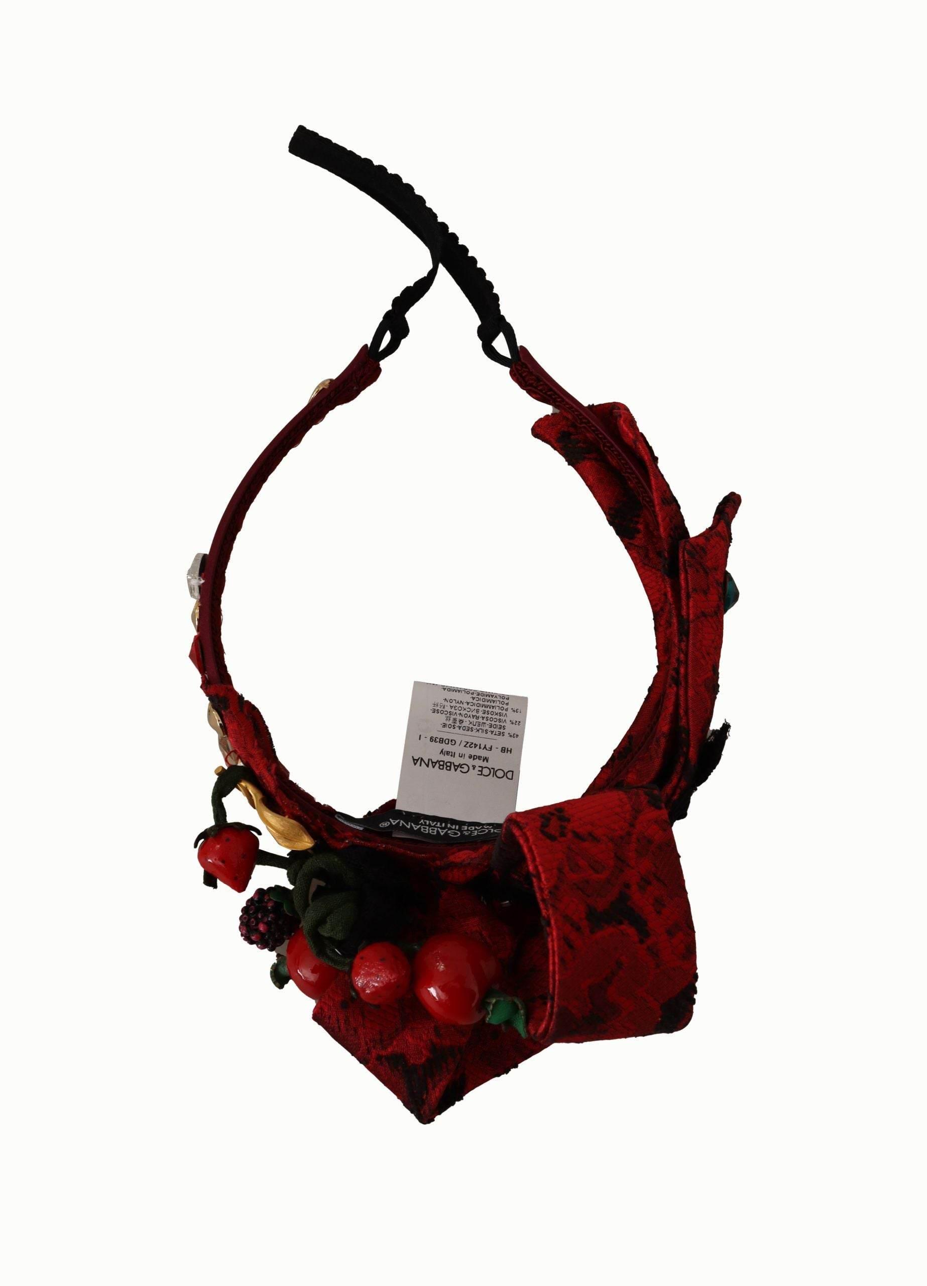 Dolce & Gabbana Cherry Sicily Embellished Red Diadem - Hilstor