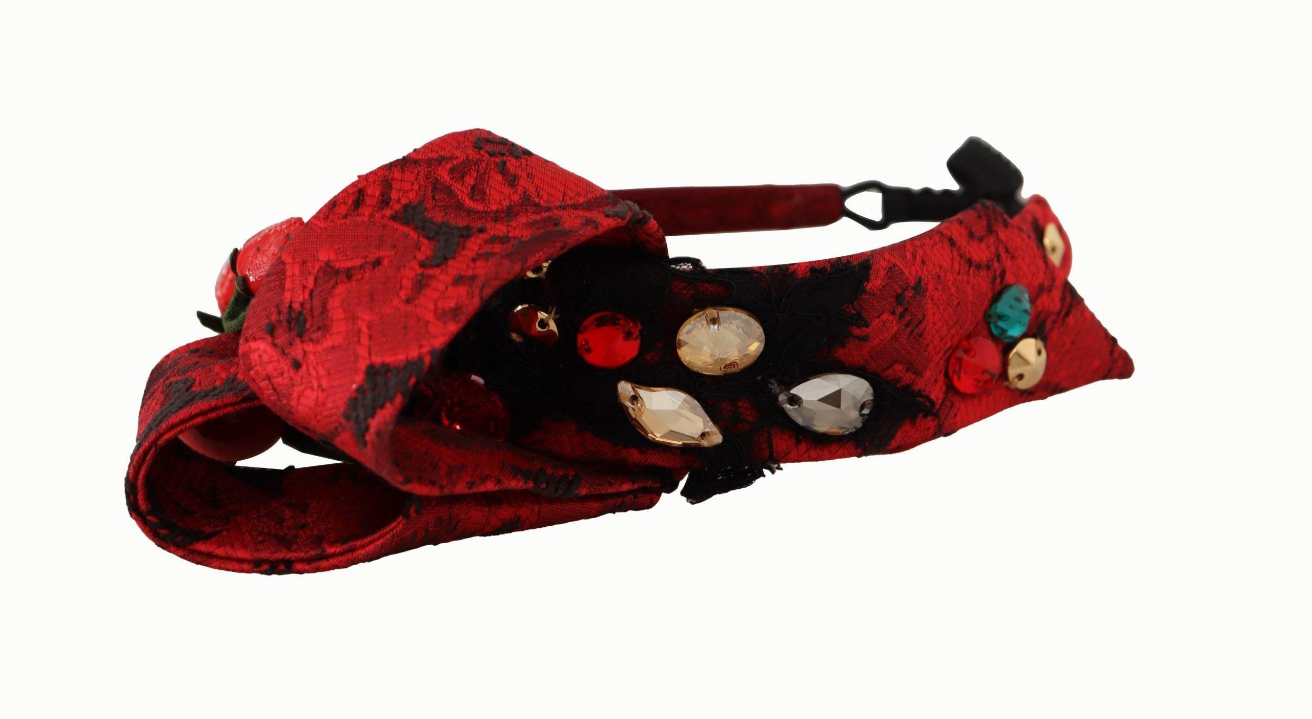 Dolce & Gabbana Cherry Sicily Embellished Red Diadem - Hilstor