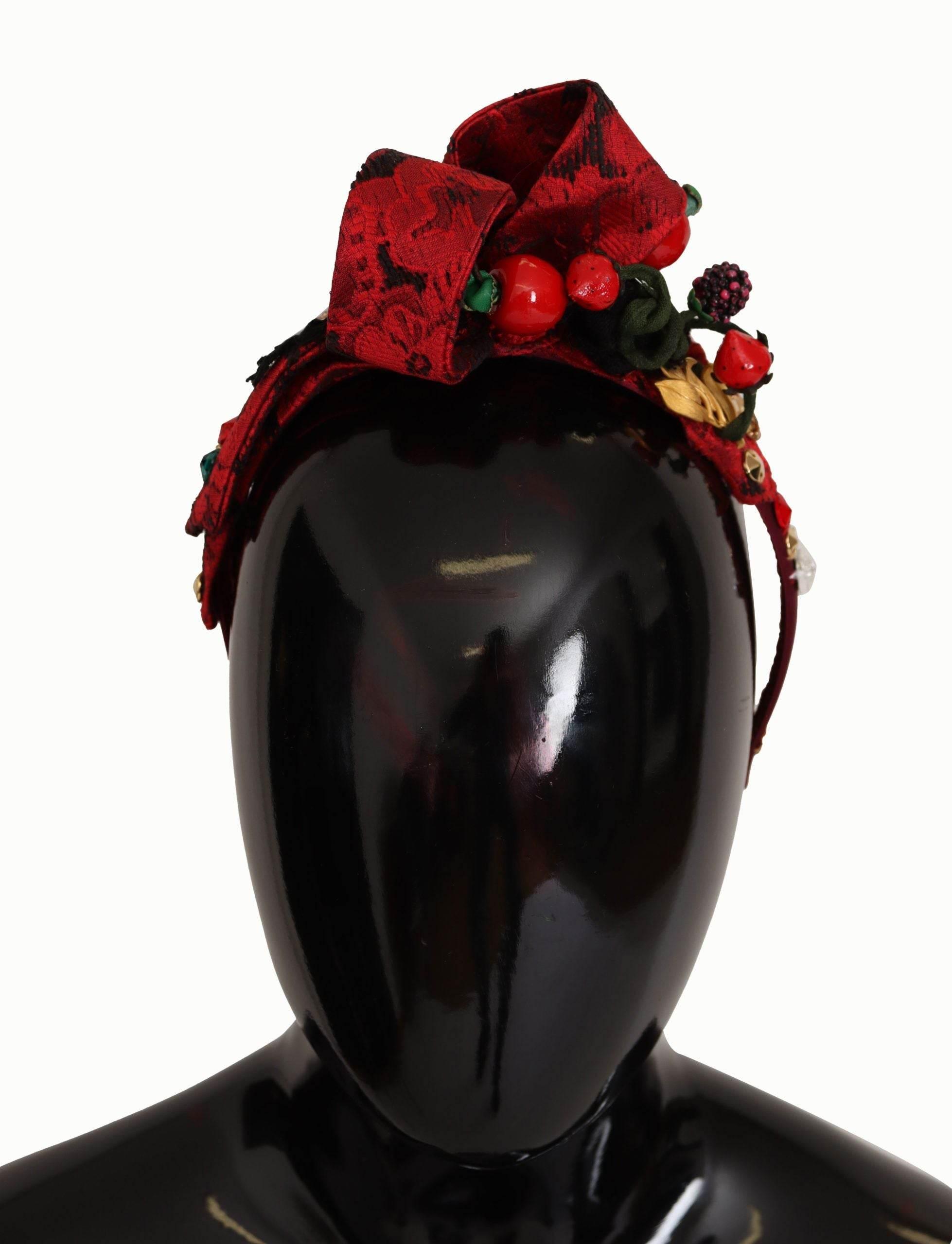 Dolce & Gabbana Cherry Sicily Embellished Red Diadem - Hilstor