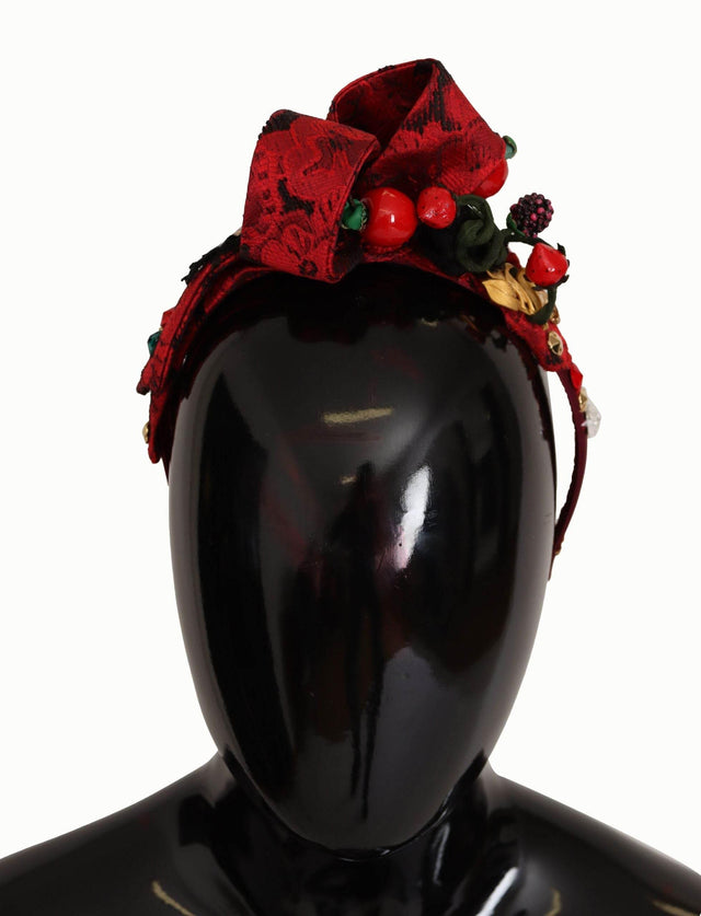 Dolce & Gabbana Cherry Sicily Embellished Red Diadem - Hilstor