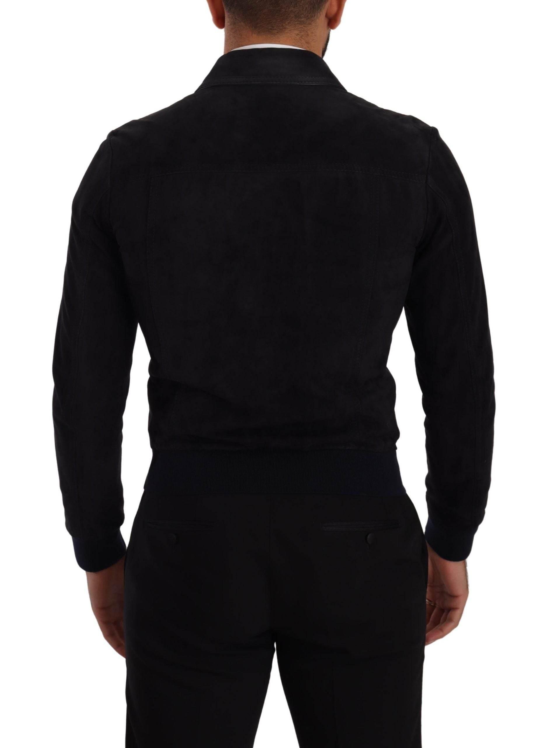 Dolce & Gabbana Blue Suede Lambskin Leather Coat Jacket - Hilstor