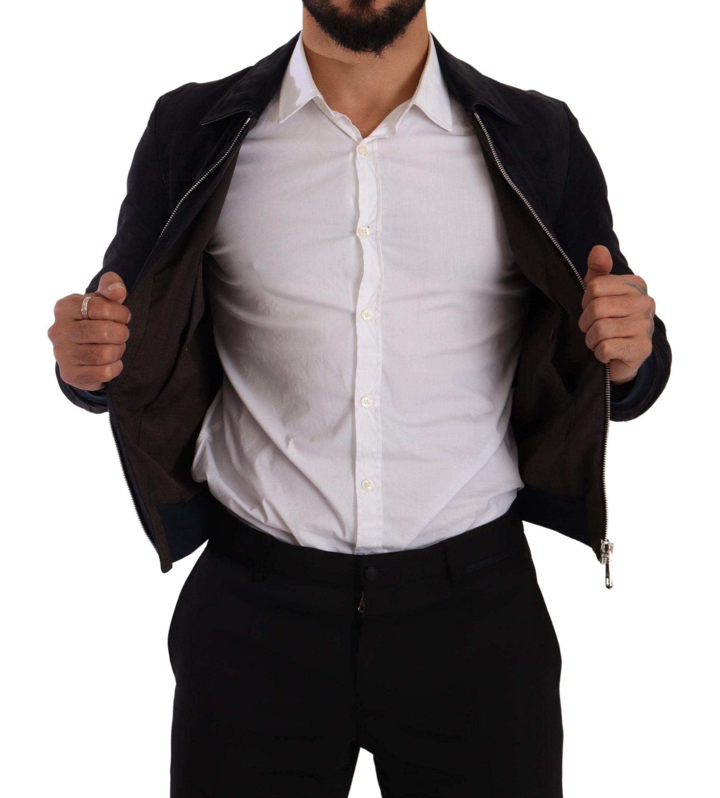 Dolce & Gabbana Blue Suede Lambskin Leather Coat Jacket - Hilstor