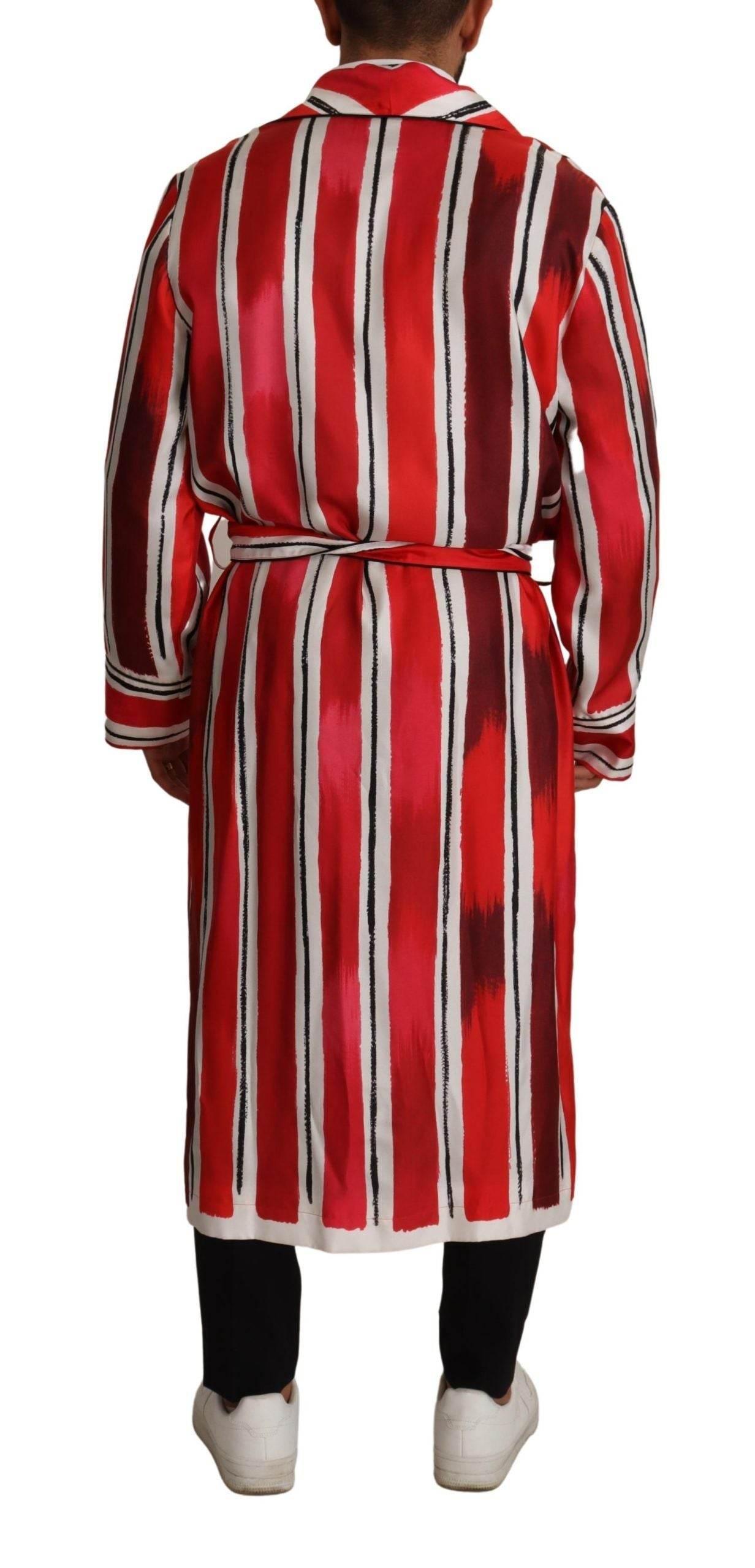 Dolce & Gabbana Chic Striped Silk Sleepwear Robe - Hilstor