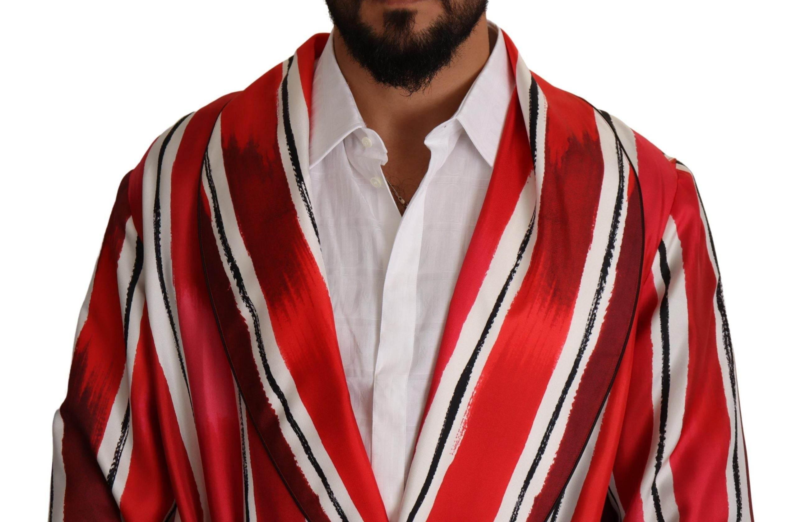 Dolce & Gabbana Chic Striped Silk Sleepwear Robe - Hilstor