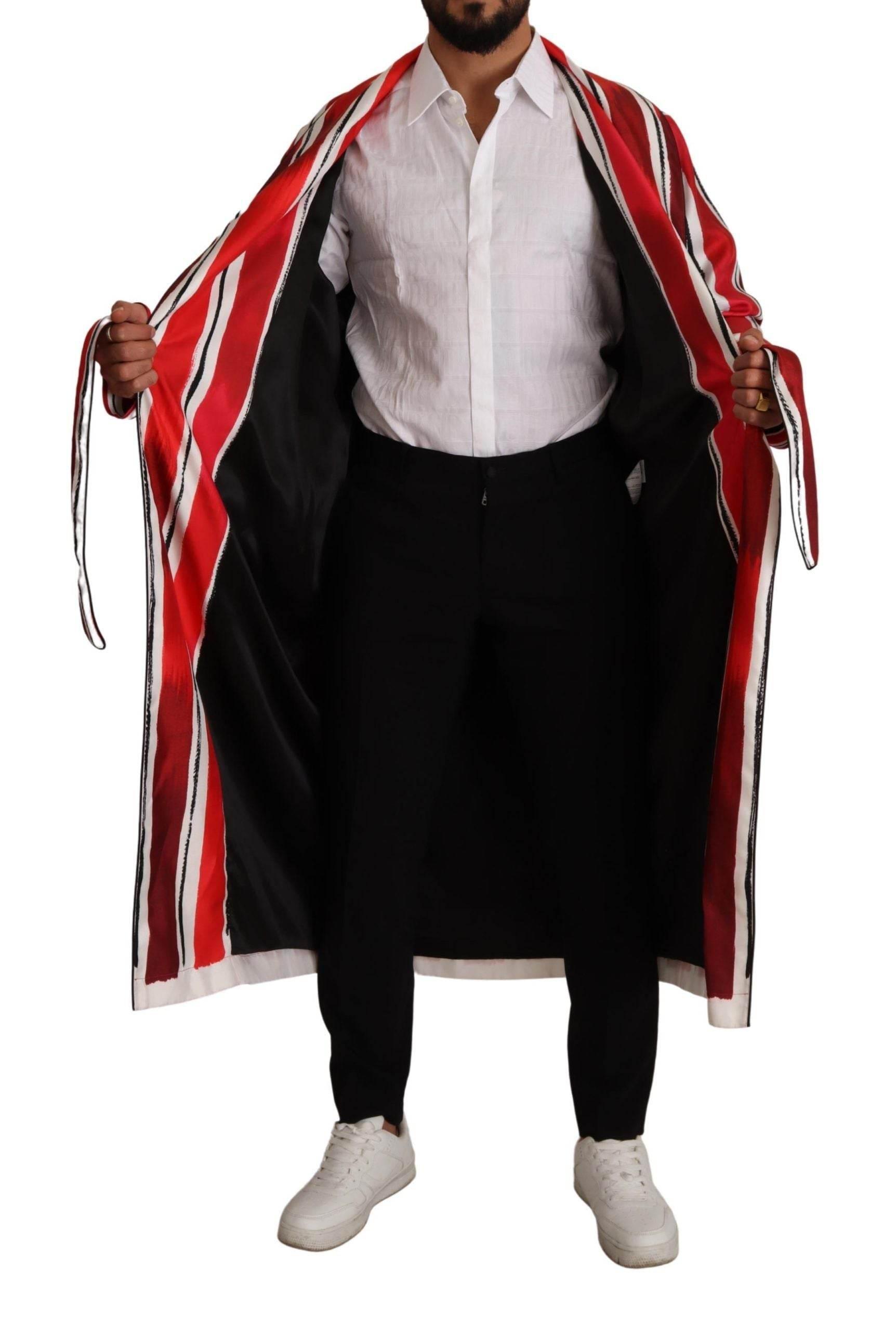 Dolce & Gabbana Chic Striped Silk Sleepwear Robe - Hilstor