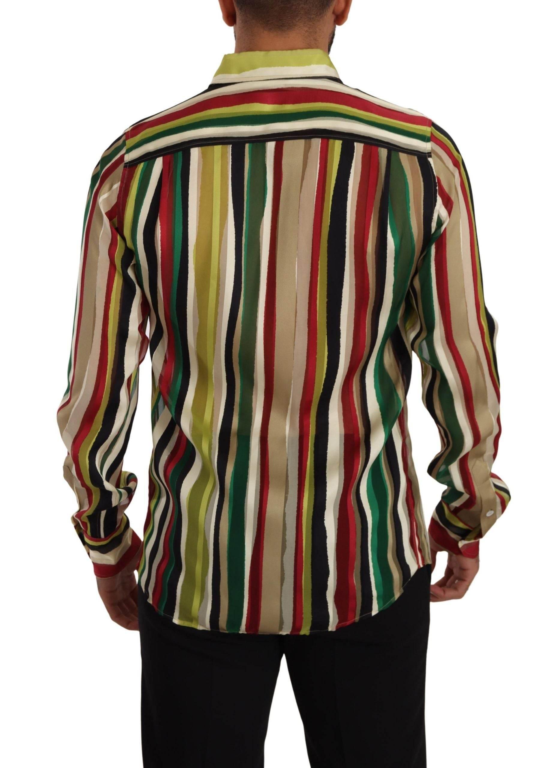 Dolce & Gabbana Elegant Multicolor Striped Silk Blend Shirt - Hilstor